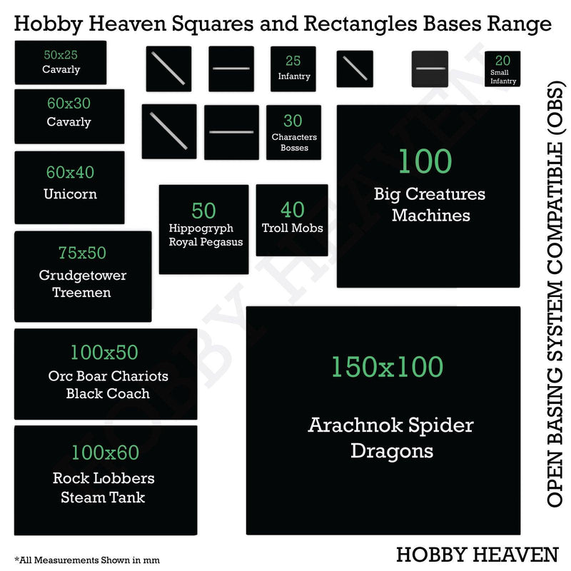 30mm Square Parallel Slotted Plastic Bases - Only-Games
