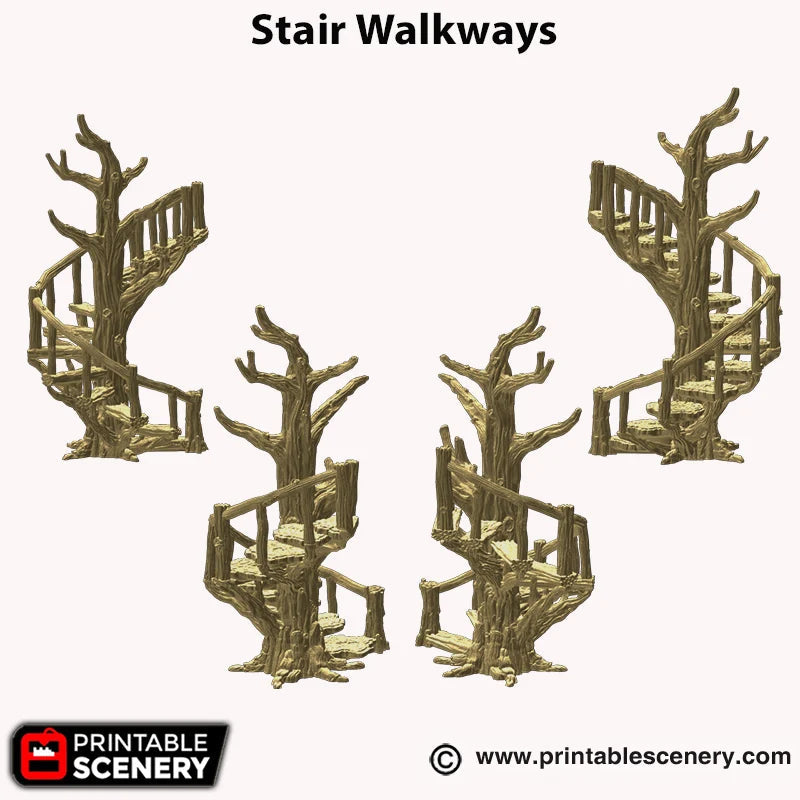 Stair Walkways  - Hagglethorn Hollow - Printable Scenery Terrain Wargaming D&D DnD - Only-Games