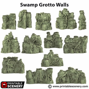 Swamp Grotto Walls - The Gloaming Swamps - Printable Scenery Terrain Wargaming 10mm 15mm 20mm 25mm 28mm 32mm 40mm 54mm D&D DnD - Only-Games