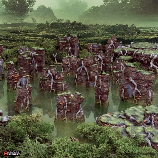 Swamp Grotto Walls - The Gloaming Swamps - Printable Scenery Terrain Wargaming 10mm 15mm 20mm 25mm 28mm 32mm 40mm 54mm D&D DnD - Only-Games