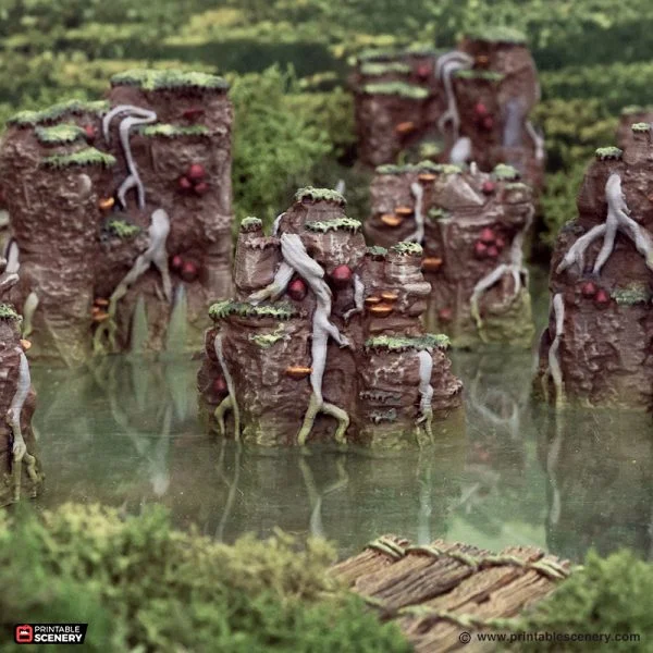 Swamp Grotto Walls - The Gloaming Swamps - Printable Scenery Terrain Wargaming 10mm 15mm 20mm 25mm 28mm 32mm 40mm 54mm D&D DnD - Only-Games