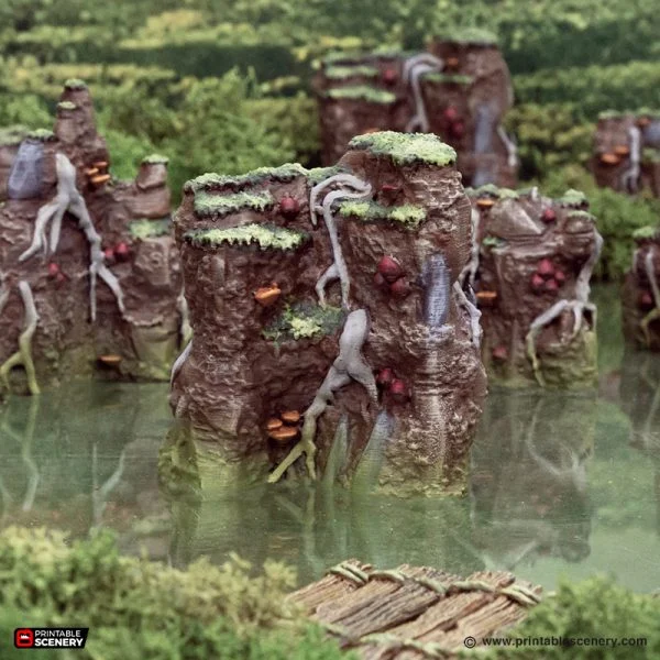 Swamp Grotto Walls - The Gloaming Swamps - Printable Scenery Terrain Wargaming 10mm 15mm 20mm 25mm 28mm 32mm 40mm 54mm D&D DnD - Only-Games