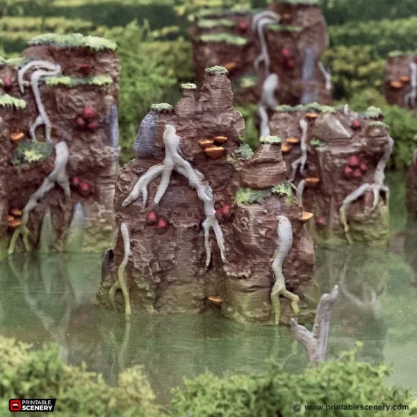 Swamp Grotto Walls - The Gloaming Swamps - Printable Scenery Terrain Wargaming 10mm 15mm 20mm 25mm 28mm 32mm 40mm 54mm D&D DnD - Only-Games