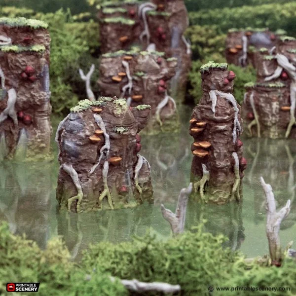 Swamp Grotto Walls - The Gloaming Swamps - Printable Scenery Terrain Wargaming 10mm 15mm 20mm 25mm 28mm 32mm 40mm 54mm D&D DnD - Only-Games