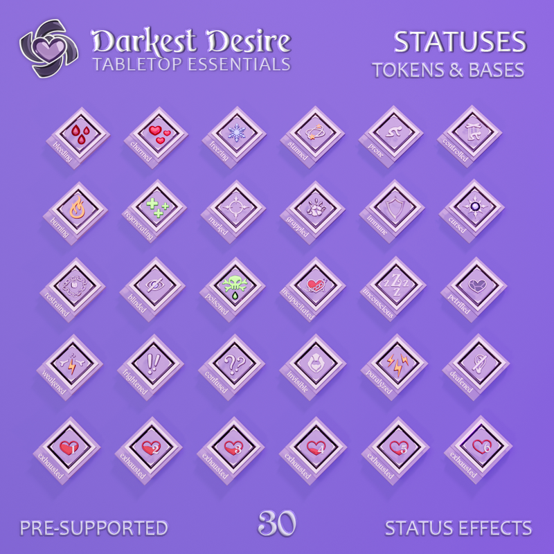 Condition Tokens - 30 Status Effects with Bases