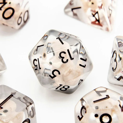 Cute Dogs | Resin Inclusion Dice | 7 Piece Set - Only-Games