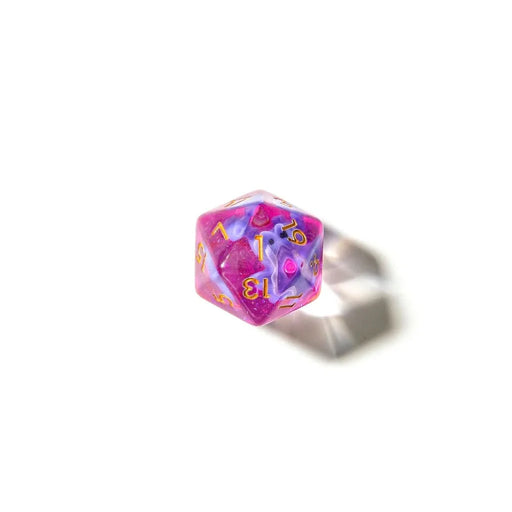 Purple T-Rex | Resin Inclusion Dice | 7 Piece Set - Only-Games