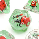 Red Ladybugs | Resin Inclusion Dice | 7 Piece Set - Only-Games