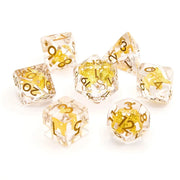 Gold Butterfly | Resin Inclusion Dice | 7 Piece Set - Only-Games