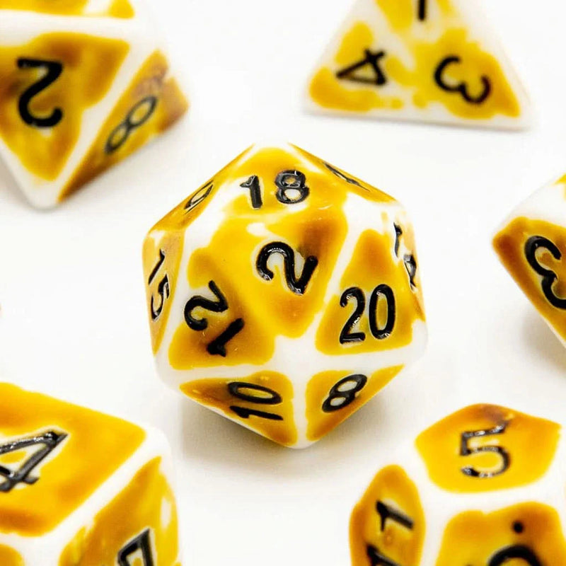 Faded Glory Yellow | Acrylic Dice | 7 Piece Set - Only-Games