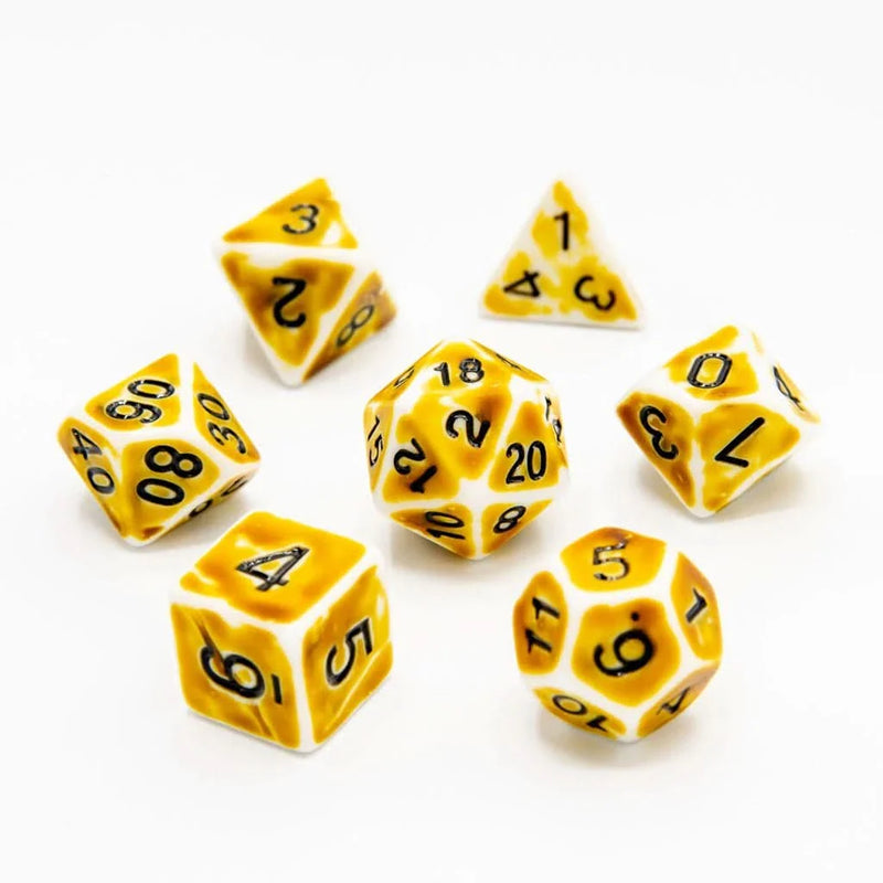 Faded Glory Yellow | Acrylic Dice | 7 Piece Set - Only-Games