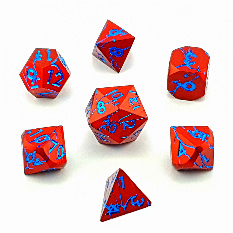 Frostfire Scar | Solid Metal Dice | 7 Piece Set - Only-Games