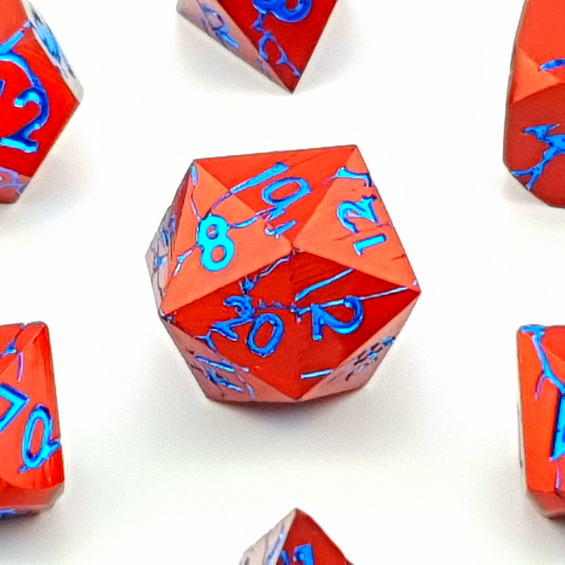Frostfire Scar | Solid Metal Dice | 7 Piece Set - Only-Games