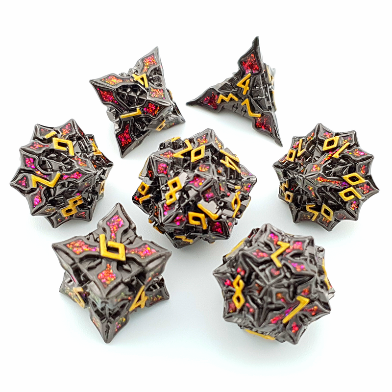 Crimson Thorn | Solid Metal Dice | 7 Piece Set - Only-Games