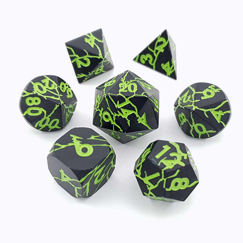 Shadowroot | Solid Metal Dice | 7 Piece Set - Only-Games