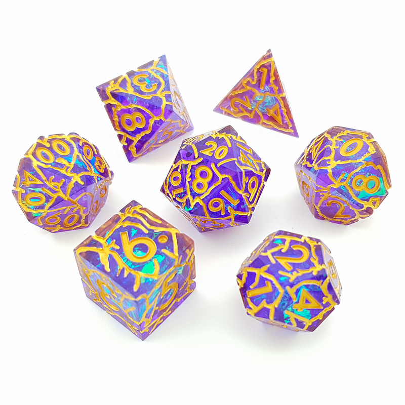 Golden Phantasm | Sharp Edge Dice | 7 Piece Set - Only-Games