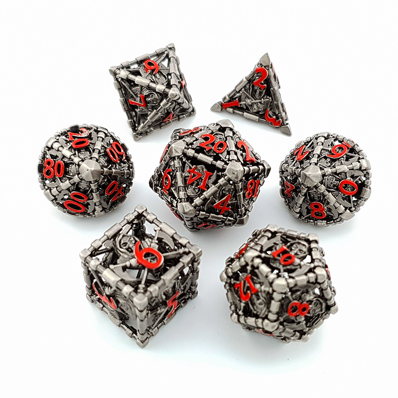 Death's Whisper | Hollow Metal Dice | 7 Piece Set - Only-Games