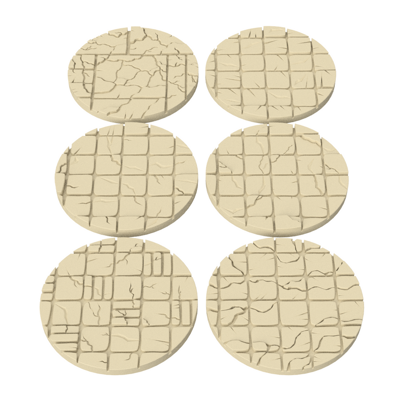 Cracked Tile Base Toppers – 32mm Round Miniature Bases - Only-Games