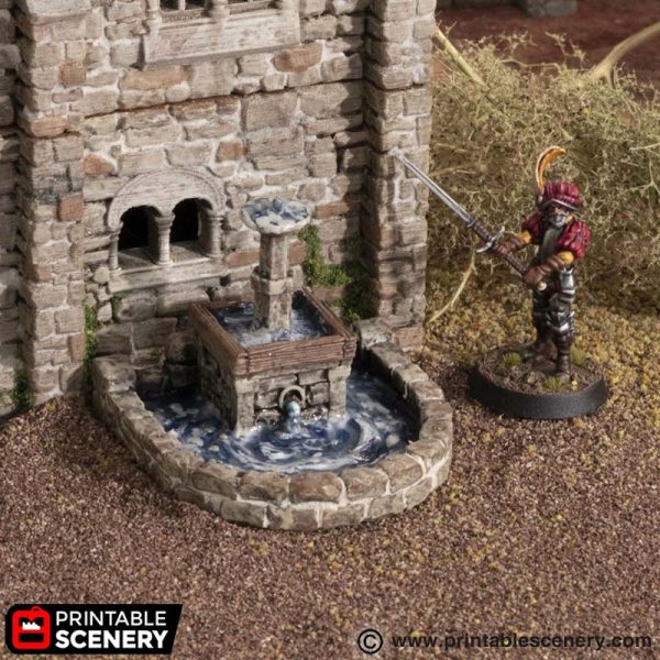 Town Fountain - King and Country - Printable Scenery Wargaming D&D DnD 28mm 32mm 40mm 54mm 75mm - Only-Games