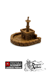 Town Fountain - King and Country - Printable Scenery Wargaming D&D DnD 28mm 32mm 40mm 54mm 75mm - Only-Games