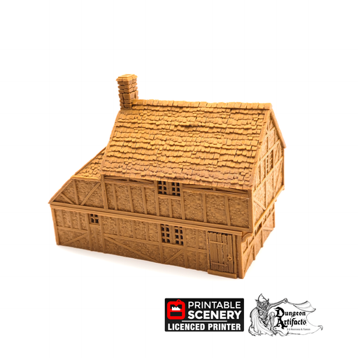 Wattle and Daub Hollyhock Cottage - King and Country - Printable Scenery Terrain Wargaming D&D DnD 10mm 15mm 20mm 25mm 28mm 32mm 40mm 54mm Painted options - Only-Games