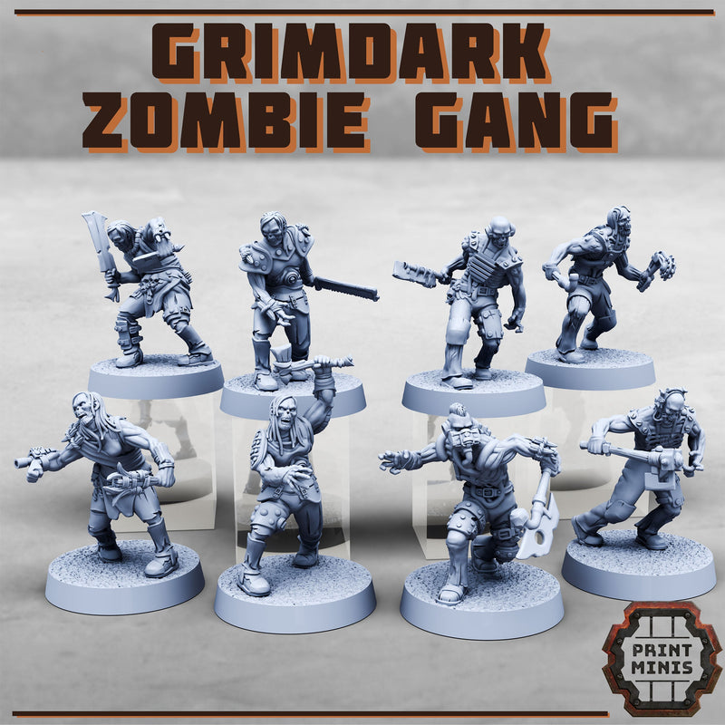 Grimdark Zombie Gang - Print Minis - Terrain Wargaming D&D DnD 28mm 32mm 40mm 54mm - Only-Games