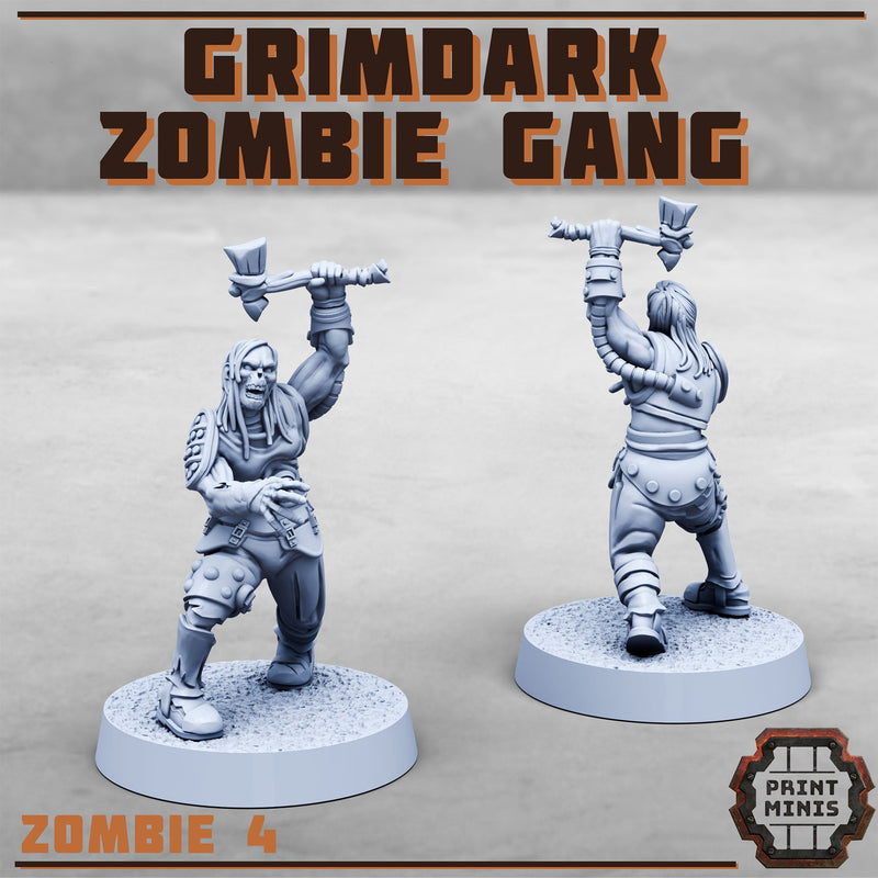 Grimdark Zombie Gang - Print Minis - Terrain Wargaming D&D DnD 28mm 32mm 40mm 54mm - Only-Games
