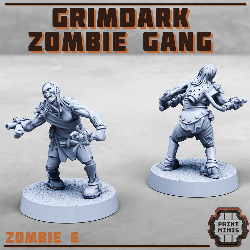 Grimdark Zombie Gang - Print Minis - Terrain Wargaming D&D DnD 28mm 32mm 40mm 54mm - Only-Games