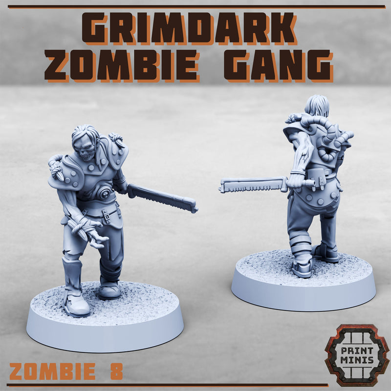 Grimdark Zombie Gang - Print Minis - Terrain Wargaming D&D DnD 28mm 32mm 40mm 54mm - Only-Games
