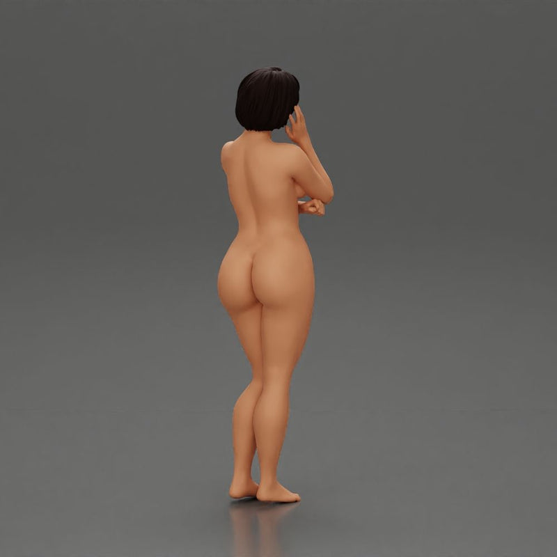 Naked girl with short hair posing