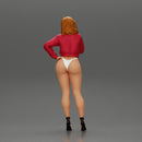 sexy girl in bikini and mini jacket standing smoking cigarette on the beach - Only-Games