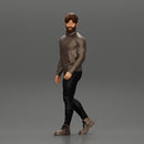 Stylish Man Walking in Turtleneck - Only-Games