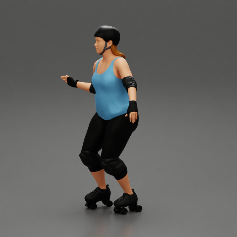 overweight derby girl roller skating