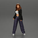 gangster homies lowrider girl posing in long open shirt with long hair - Only-Games