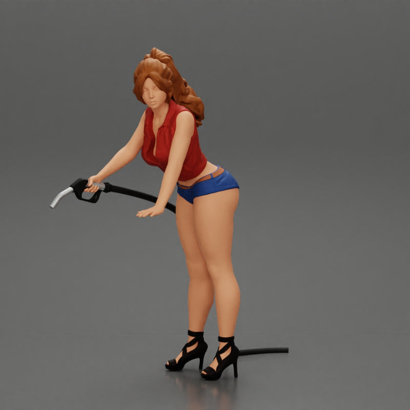 2 Sexy Girl in short putting gas in car at gasoline station - Only-Games