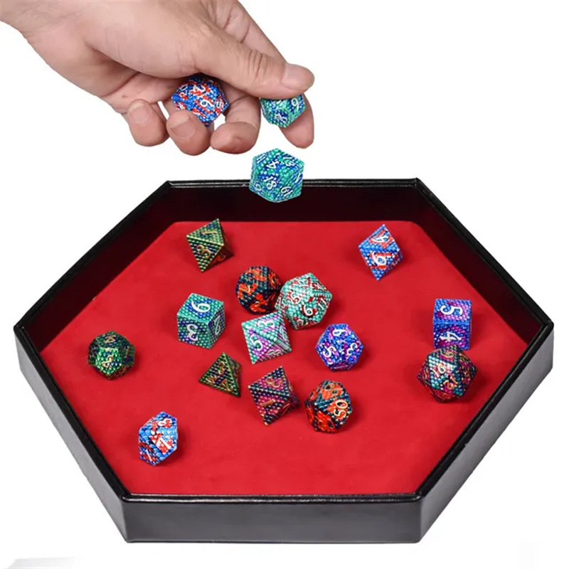 Tray of Fates | Hexagonal Dice Tray | Red Felt - Only-Games
