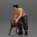 gangster homie in shorts with his dog on the street - Only-Games