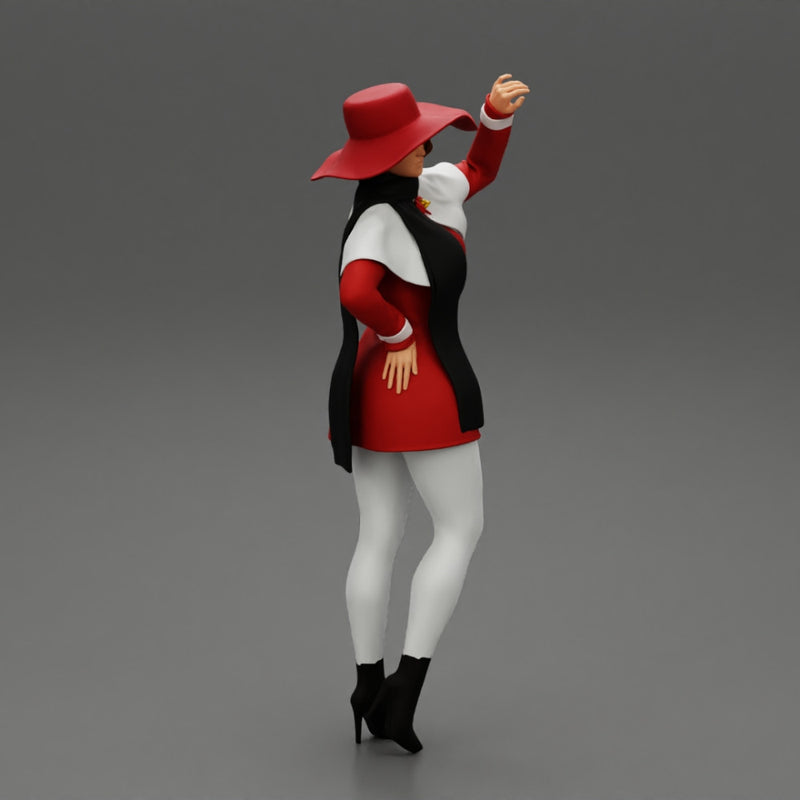 girl in christmas costume with hat standing and posing - Only-Games