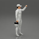 Motorbiker holding his helmet while waving his hand - Only-Games