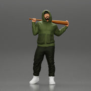 Gangster in hoodie sunglasses and cap holding A Baseball Bat on his shoulder - Only-Games