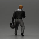 motorbike rider holding a helmet  helping a girl stand up with his hand after she fell off the bike - Only-Games