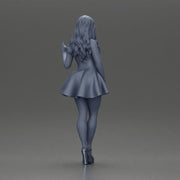 Woman in Flared Dress and Heels with long hair - Only-Games