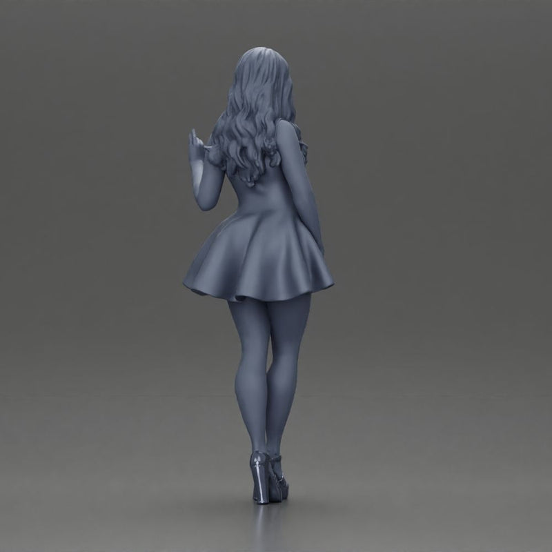 Woman in Flared Dress and Heels with long hair - Only-Games
