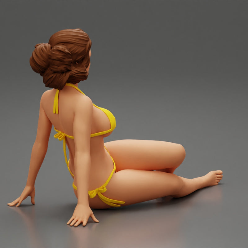 Sexy Woman Girl Sitting in Bikini on Beach - Only-Games