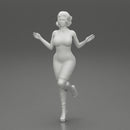 Woman in Mini Dress is Standing on One Leg - Only-Games