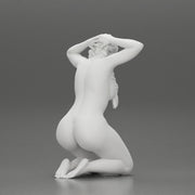 Naked Chola Girl in open shirt sitting putting his hands behind head - Only-Games