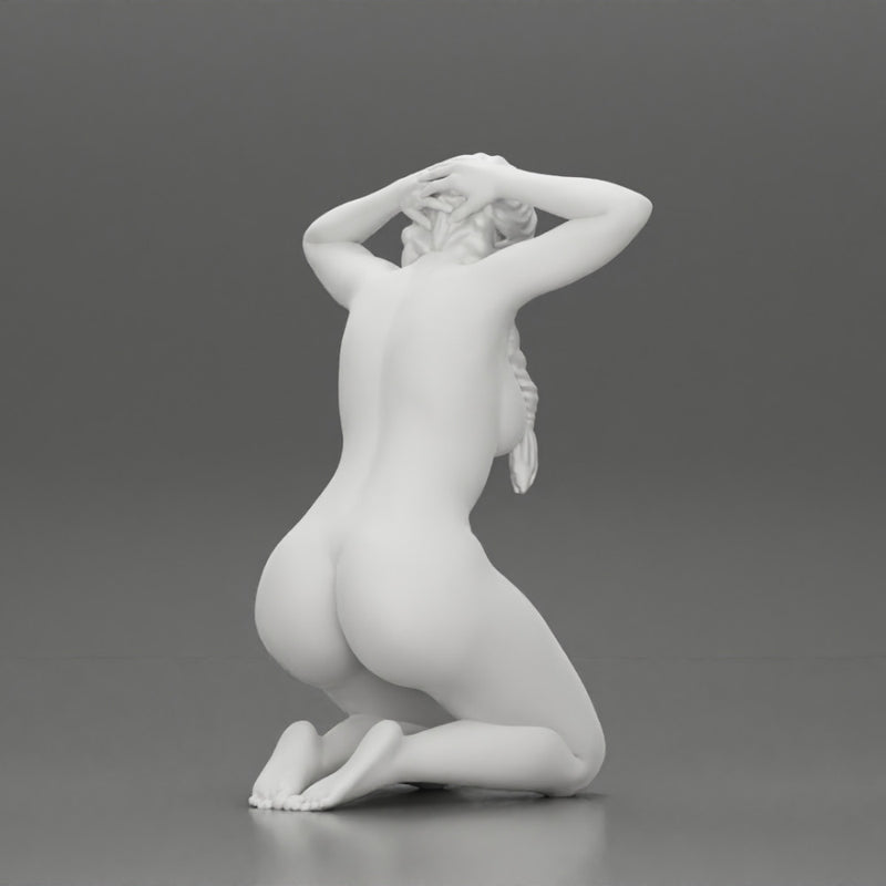 Naked Chola Girl in open shirt sitting putting his hands behind head - Only-Games