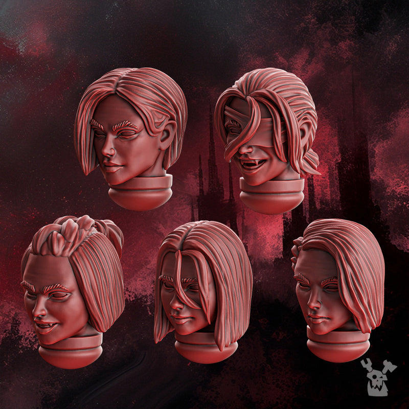 Crimson Wings Female Heads Set x7 - Only-Games