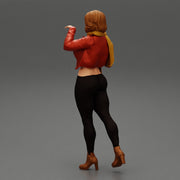 Pretty Woman in Leather Jacket and neck warmer - Only-Games