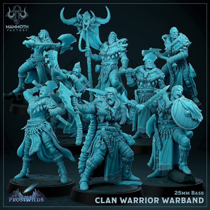 Clan Warriors Barbarian Warband ( 8 models 25mm ) - Only-Games